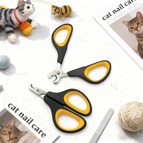 Professional Pet Nail Clippers(Yellow,2-Pack) for Cats & Small Pets, Upgraded Stainless Steel Claw Trimmers for Kittens, Puppies, Rabbits & Small Dogs - Image 7