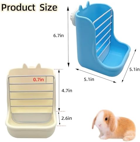 2PCS Rabbit Hay Feeders Rack 2 in 1 Guinea Pig Food Feeder Indoor Feeder for Rabbit Bunny Chinchilla Hamster (Blue+White) - Image 2
