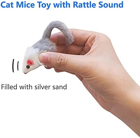 Cat Mouse Toys for Indoor Cats 12PCS, 5 Color Interactive Cat Toy Mice Catnip Toy for Cats, Fur Mouse Kitten Toy Mice Cat Feather Toys with Rattle Sounds (Mixed Color) - Image 2