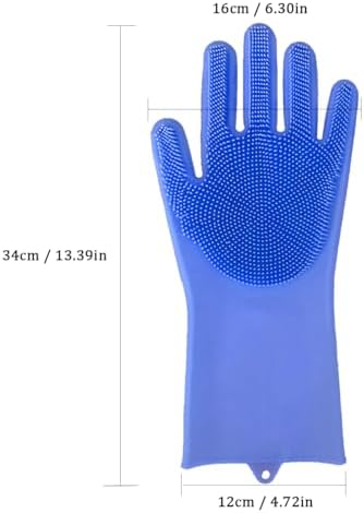 Pet Grooming Gloves, Silicone 5-Finger Deshedding Bath Brush Mitt, 13.39×6.30in Heat Resistant Massage Glove, Gentle Shedding Removal for Dogs Cats Rabbits Horses, Blue - Image 2