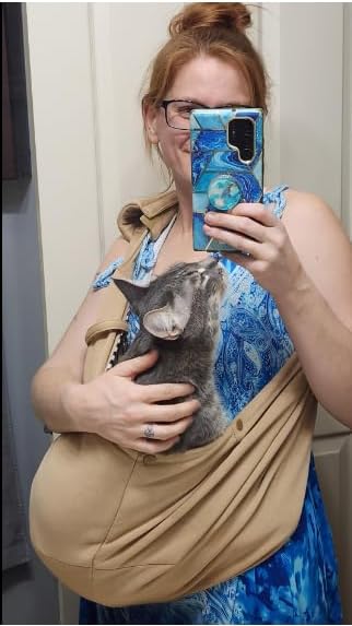 NATUYA Small Dog Carrier Sling Cat Sling,Adjustable Strap Hand Free Pet Puppy for Outdoor Traveling Subway (Apricot) - Image 2