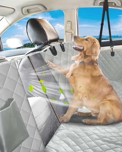 Victoper Dog Car Seat Cover, 600D Heavy Dute Car Seat Cover for Dogs Pets, 100% Waterproof Anti-Scratch Nonslip Dog Hammock for Cars, Seat Covers Protector with Seatbelt for Sedan SUV Truck XL Gray - Image 7