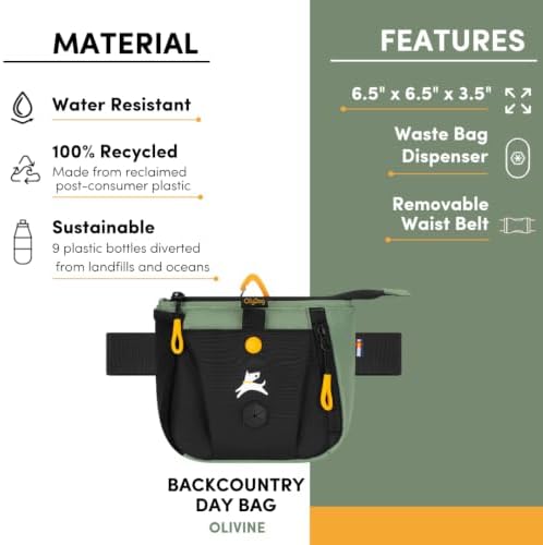 OllyDog Backcountry Day Bag | Dog Training Treat Pouch | Eco-Friendly Recycled Fabric Fanny Pack with Zipper Closure, Built-in Poop Bag Dispenser & Adjustable Waist Belt (Olivine) - Image 5