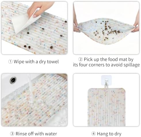 Ptlom Pet Placemat for Dog and Cat, Anti-Slip Waterproof Dogs Feeding Mat Prevent Food and Water Overflow, Bowl Mats Suitable for Medium and Small Pets, Donut, Silicone - Image 7