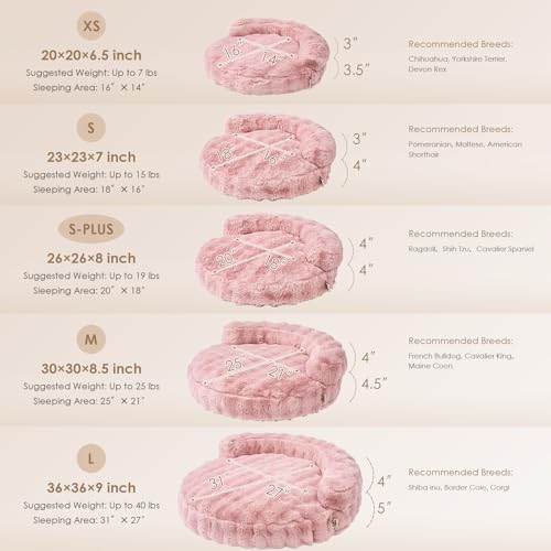EHEYCIGA Soft Dog Couch Bed for Large Dog, Fluffy Medium Dog Bed with Removable Washable Cover, Bolster Pet Sofa, Waterproof and Non-Slip, 36" x 36"x 9", Pink - Image 2