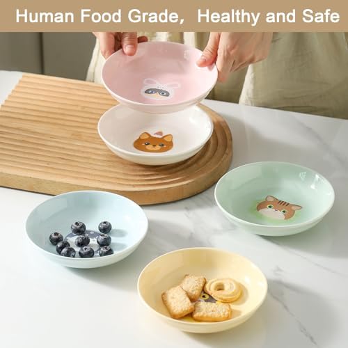 Ceramic Cat Bowls Set - 5.7 inch Cat Food Bowls Whisker Fatigue Friendly, 5 Wide Cats Plates for Wet Food Dry Food Water - Image 6