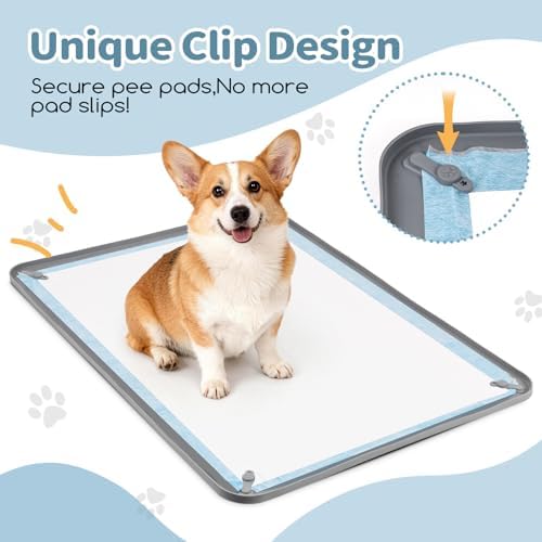 Silicone Puppy Pad Holder Tray with Clips, Fits 24" x 35" Pads - Image 2