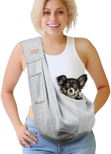 Pet Dog Sling Carrier for 2-7 lbs pet,Dog Purse Pouch,Dog Satchel,Reversible unadjustable Strap Travel Hand-Free Safe Bag Small Puppy Backpack (Grey) by ArtisomeOfficial