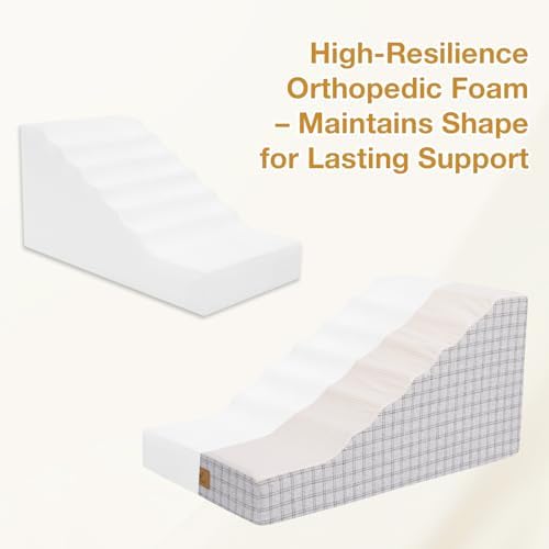 Pets Ramp for High Beds, Small Dogs & Senior Cats - Non-Slip Texture & Machine Washable Cover - Supportive Foam for Joint Comfort, Easy Climb for Couch, Sofa, Furniture (Beige) - Image 7