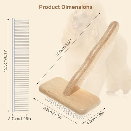 Pet Brush & Comb for Shedding and Grooming, Dog Brush for Long and Short Haired Dogs, Deshedding Tool Removes Undercoat Tangles & Loose Fur - Image 7