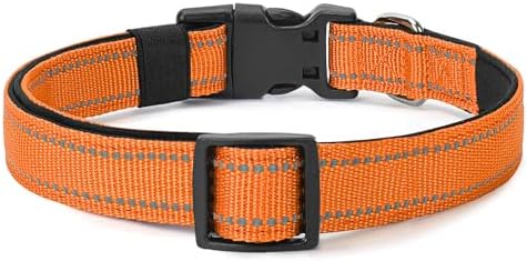 Reflective Dog Collar, Adjustable Nylon for Small Dogs, Orange - Image 6