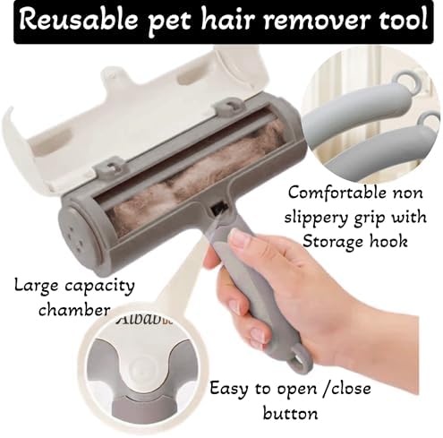 Pet Hair Remover – Reusable Lint Roller – Clean Couch, Furniture, Clothes, Carpet, Bed. Cat Hair Remover Dog Hair Remover Fur Removal Tool No Sticky Tape or Adhesive Needed. (White Grey) - Image 2