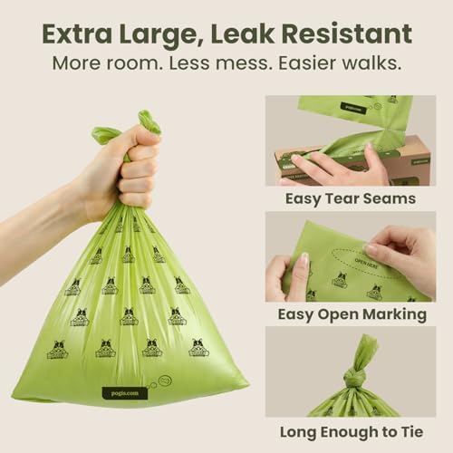Pogi's Poop Bags – Large, Leak-Proof Dog Waste Bags for Yard or Home Use, Unscented (Single Roll, 500-Count) (Pack of 2) - Image 2
