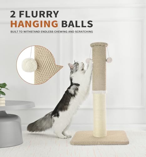 Made4Pets Tall Cat Scratching Post with Sisal & Carpet for Indoor Cats, 33" - Image 7