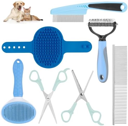Pet Grooming Kit with Pet Shedding Slicker Brush, Bath Massage for Rabbit, Puppy, Kitten, All Hair Types, Includes Multiple Combinations of Combs and Brushes - Image 2