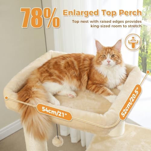 PAWZ Road Large Cat Tree, 45" Heavy Duty Cat Tower with Dual Condos, Beige - Image 2