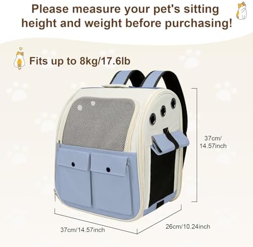 Airline Approved Cat Carrier Backpack - Ventilated Breathable Mesh for Small Dogs & Cats (15lbs), Soft Sided Dog Backpack for Hiking, Camping, Travel & Vet Visits with Padded Straps (Blue) - Image 2