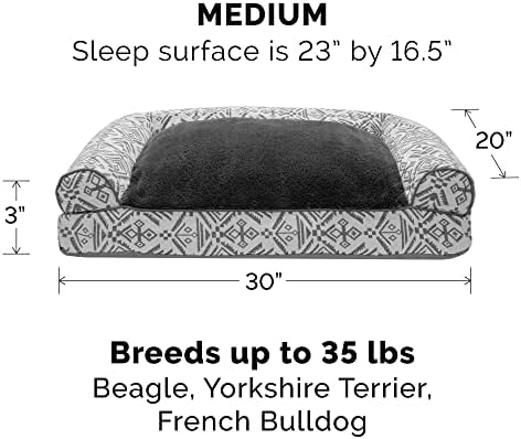 Furhaven Pillow Dog Bed for Medium/Small Dogs w/ Removable Bolsters & Washable Cover - Plush & Southwest Kilim Woven Decor Sofa - Boulder Gray, Medium - Image 2