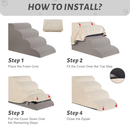 4-Step Dog Stairs Replacement Cover(for AODISMAN Pet Ramp Only),Beige - Image 4