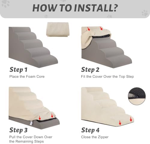 5-Step Dog Stairs Replacement Cover(for AODISMAN Pet Ramp Only),Beige - Image 4