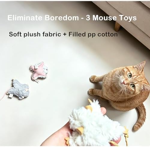 Catnip Mouse Toys for Cats, 3Pcs Interactive Plush Mice Cat Toys for Indoor - Image 2