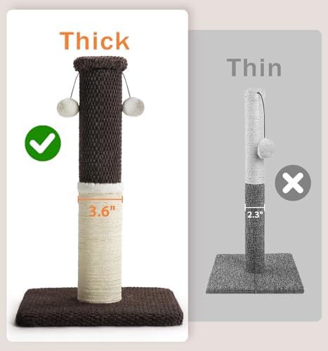 Made4Pets Cat Scratching Post with Sisal & Carpet for Indoor Cats, 23.6" - Image 2