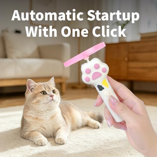 Rechargeable Cat Flying Disc Launcher, Interactive Hunting Fetch Toy with 6 Soft Flexible Flying Spinners, Electric Pet Play Toy, Indoor Outdoor Yard Interactive Exercise Toys for Cats(White) - Image 2