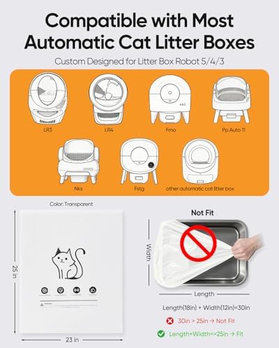 180 Pack Cat Litter Box Robot 4/5/3 Waste Bags, Transparent, Pre-Separated - Image 2