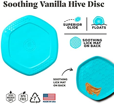 PROJECT HIVE ·PET COMPANY· Dog disc - Great for Fetch - Includes a Lick mat on Back - Floats in Water, Smooth Glide - Made in The USA (Soothing Vanilla) - Image 2