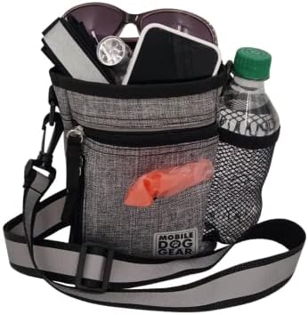 Mobile Dog Gear Dog Walking Fanny Pack (6"x7", Heathered Gray) - Dog Training Treat Pouch with Poop Bag Dispenser & Bags, Reflective Wrist Straps, Adjustable Shoulder Strap, Flashlight, Bottle Pocket - Image 2