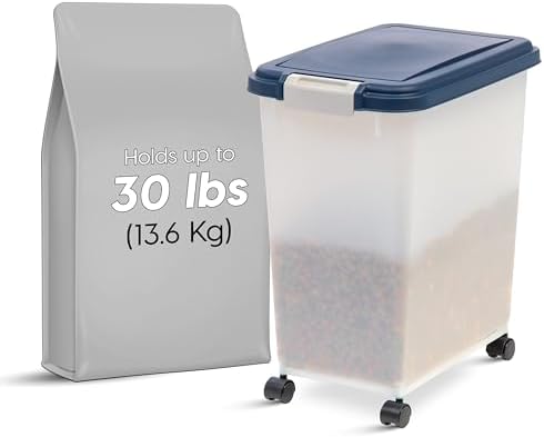 IRIS USA Dog Food Storage Container, Up to 30 lbs, Navy/Pearl, Made in USA - Image 2