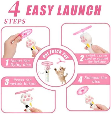 Cat Toy Disc Launcher,Rechargeable Interactive Cat Fetch Toy with 10 Discs - Image 2