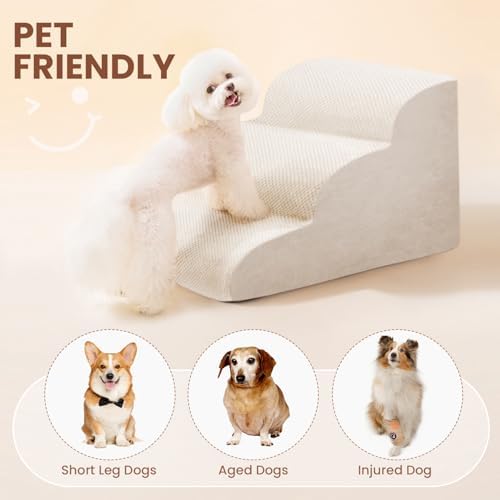 Dog Stairs for Small Dogs, High Density Foam Dog Ramp, Extra Wide Non-Slip Pet Steps for High Beds Or Couch, Soft Foam Doggie Ladder for Dogs Injured, Older Pets, Small Cats - Image 7