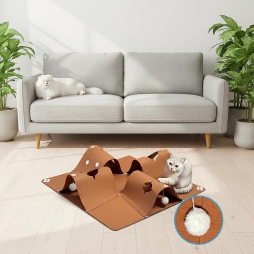 4-Way Cat Tunnels for Indoor Cats, Pet Interactive Toys with Plush Ball - Image 2