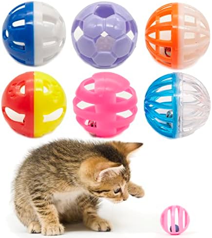 Fashion's Talk 12PCS Value Pack Plastic Ball Cat Toys Lattice Balls with Bell Jingle Kitten Toy,Gift Box 1.5" 6 Styles - Image 2