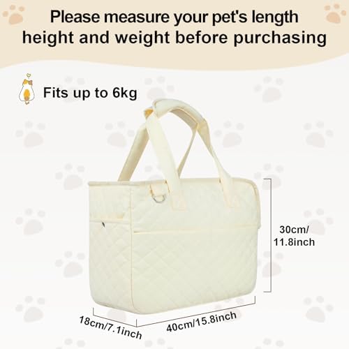 YooxArmor Dog Purse Carrier for Small Dogs & Cats, Foldable Soft Tote for 5-14lbs Pets, Large Pockets, Safety Leash & Removable Mat for Walking Shopping Outdoor, White - Image 2