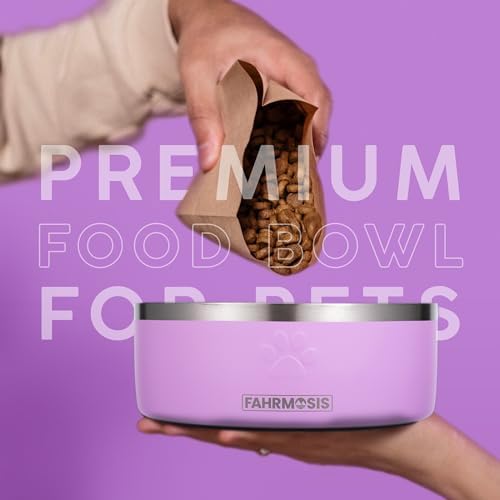 FAHRMOSIS 64 OZ Dog Bowl with Slow Feeder Insert Stainless Steel Pet Water Bowl for Medium & Large Breed Non Slip Rubber Base & Plastic Puzzle Feeder - Lavender - Image 6