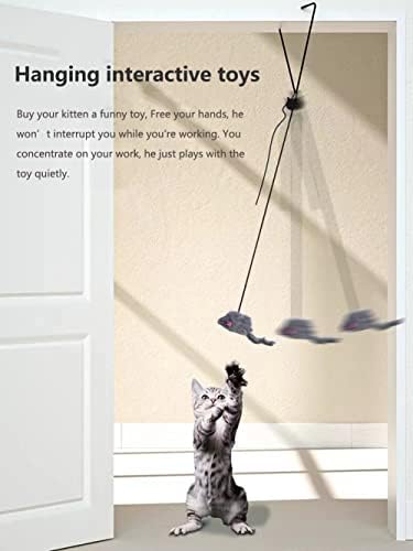 Kalimdor Interactive Cat Feather Toys,Retractable Teaser Toy ,Hanging Interactive Toys for Indoor Cats Kitten Play Chase Exercise, Kitten Mental Exercise Toys (2 Pack) - Image 2