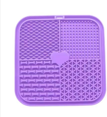 Dog, cat Silicone Food Grade Licking mat Slow Feeder Great for Yogurt,Peanut Butter Cold Smear Treats (Lilac, Medium) - Image 2