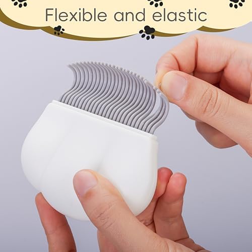 2-in-1 Pet Hair Removal Massaging Shell Comb, Soft Deshedding Brush for Cats & Dogs, Gentle Grooming Tool for Mats & Tangles (White) - Image 2