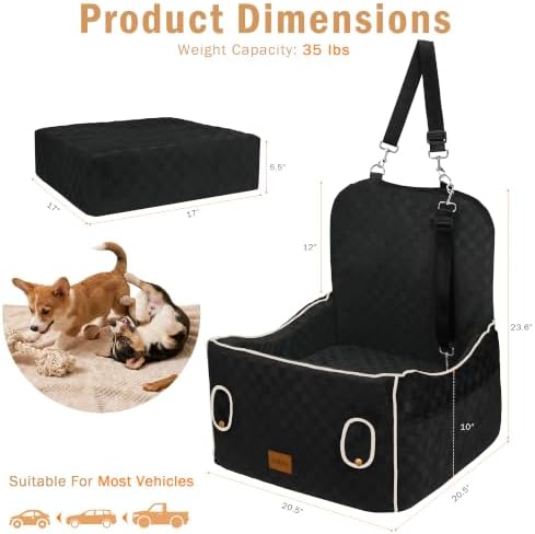 Dog Car Seats for Small Dogs, 5.5" Elevated Pet Booster with Seat Belt Loop - Image 2