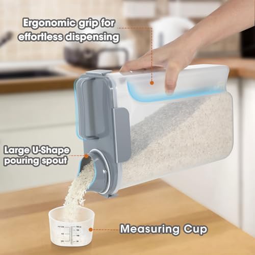 Airtight 10 Lbs Rice Storage Container Pet Dog Cat Food Holder 5 Lbs - Grey - Image 2