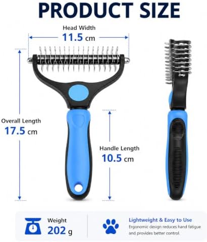 Dematting Comb for Dogs and Cats, Undercoat Rake for Dogs & Cats with Stainless Steel Teeth Deshedding Brush for Long and Thick Fur Pet, Removes Mats, Knots and Tangles in Pets - Image 7