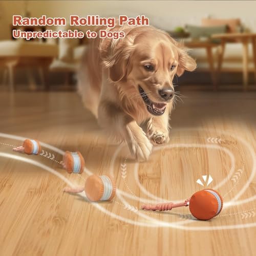Interactive Dog Ball,Random Path Electric Moving Dogs Toy with Rope - Image 2