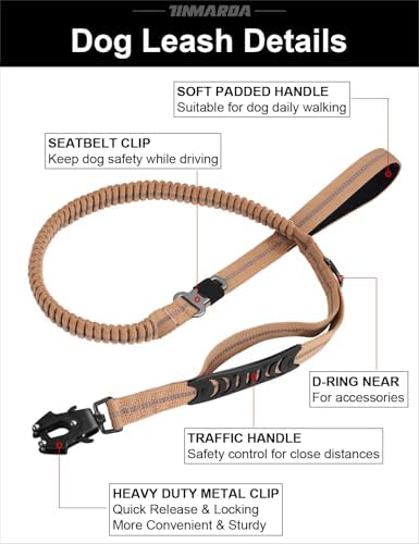 TINMARDA Dog Leashes for Medium Large Dogs Heavy Duty, 4-6FT Shock Absorbing No Pull Dog Leash with Advanced Easy Metal Clip, 2 Comfortable Padded Handles (Coyote Brown) - Image 7