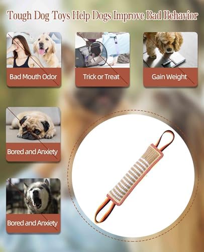 Clysoru Dog Tug Toy Tough Jute Bite Pillow Lasting Training Equipment Puppy to Large Dogs Interactive for Large and Small - Image 2