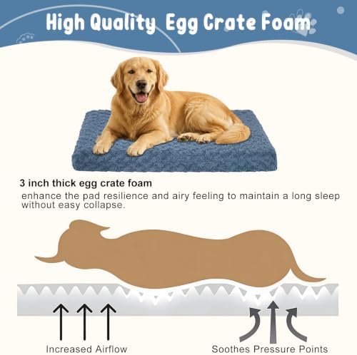 EMPSIGN Dog Bed Mat Crate Pad Mattress, Ultra Soft Pet Kennel, Navy, XXL - Image 2