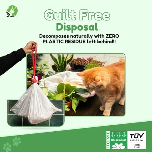 Cat Litter Box Liners - 100% Compostable - Drawstring Close - Scent Free - Jumbo Size XL (36" L x 18" W) - 40 Micron (1.6 Mil) Heavy Duty - 20 Count - Scratch, Tear & Leak Resistant - Image 6