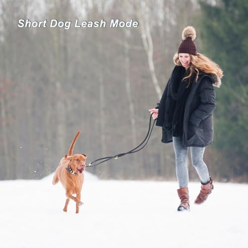LWBMG Multi Function Leather Dog Leash - 8ft Genuine Leather Hands Free Double Ended Dog Training Leash for Small Medium Dogs - Brown - Image 7