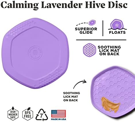 PROJECT HIVE ·PET COMPANY· Dog disc - Great for Fetch - Includes a Lick mat on Back - Floats in Water, Smooth Glide - Made in The USA (Calming Lavender) - Image 2